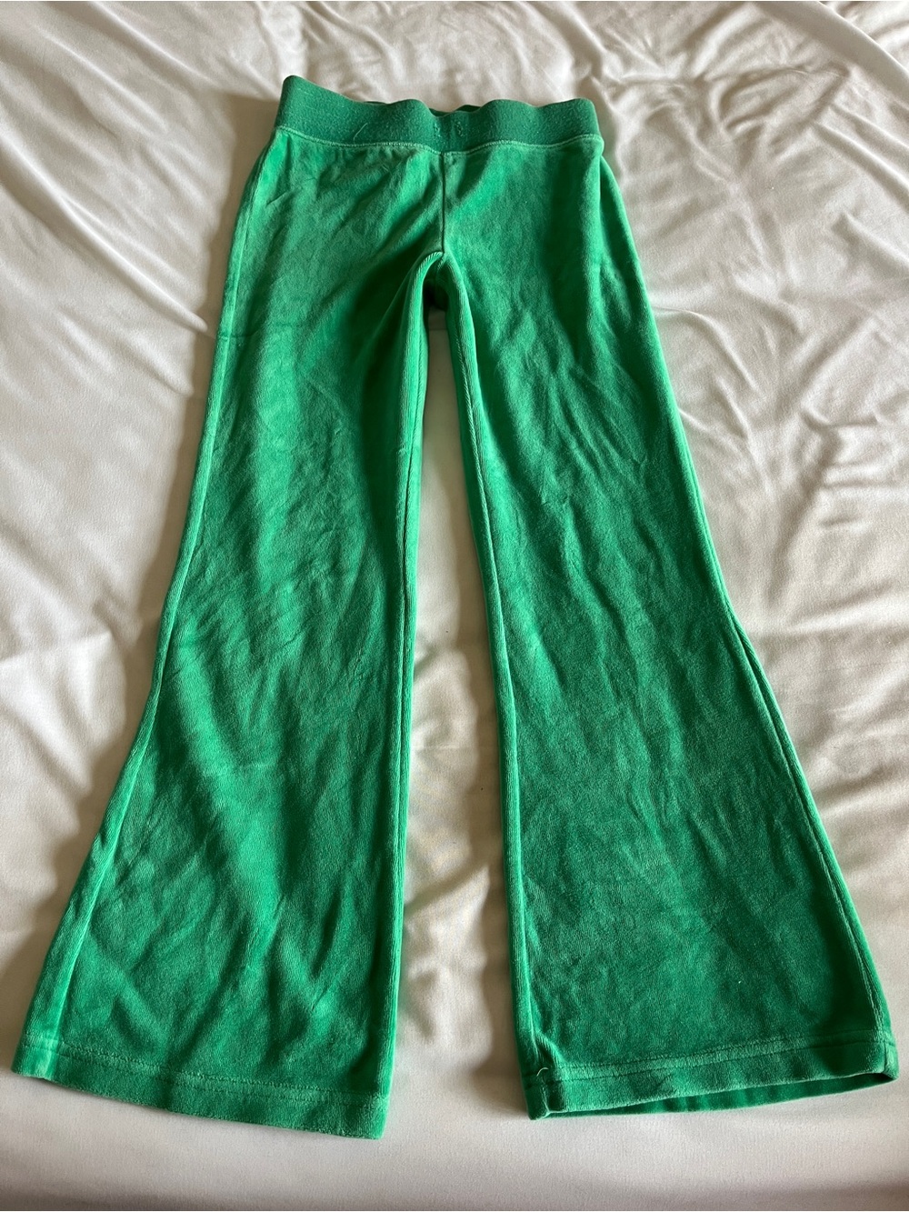 Circo Girls Green Velour Flares Size M 7/8 75% Cotton 25% Polyester 
